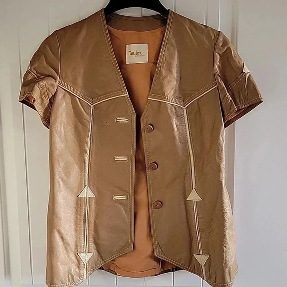 Vintage Taylor International Leather Button Up Lined Vest Top Size 10 - Picture 11 of 11